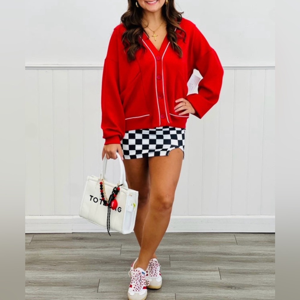 NWOT Rae Mode Scuba Red Cardigan. - Picture 4 of 5